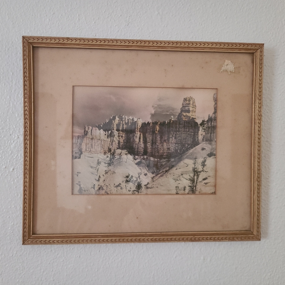 Vintage Framed Landscape Print The Great Cathedral Bryce Canyon National Park